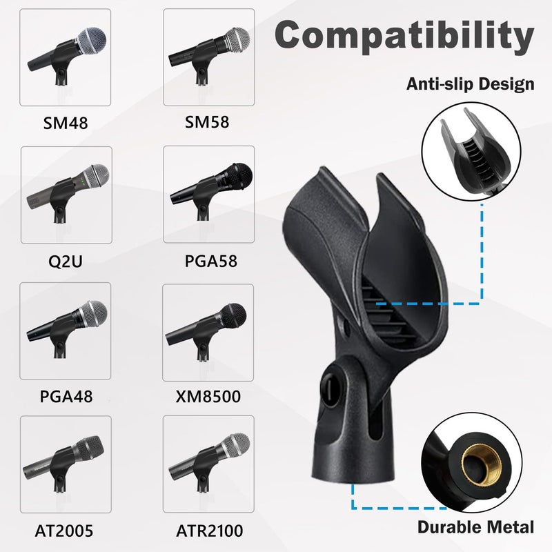 Mictop Universal Microphone Clip Holder with 5/8" Male to 3/8" Female Screw Adapter Suitable for Handheld Microphones, 4 Pack - Image 3